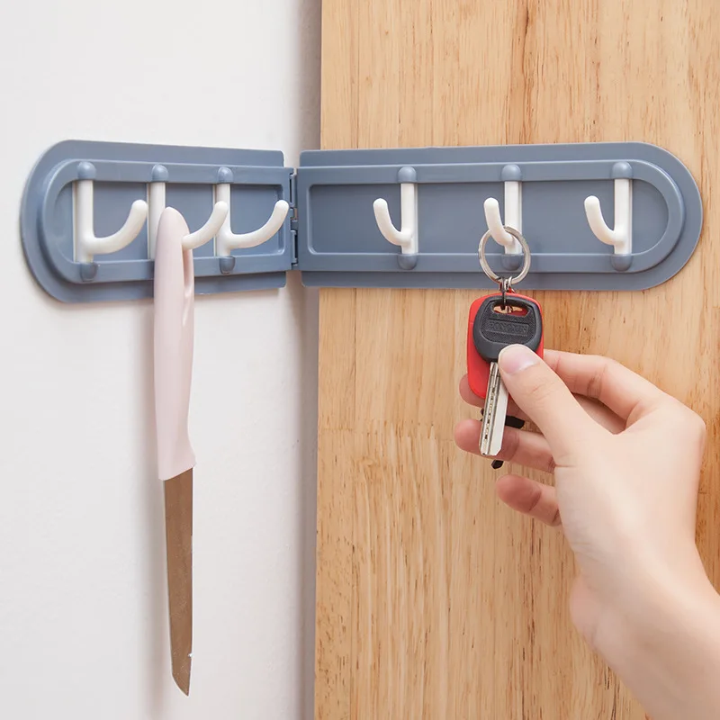 Crochets de nouveauté à six rangées d'angle créatif, crochets de nouveauté adhésifs sans trace portables pour la maison, cuisine salle de bains, crochets de nouveauté à rangée étanche