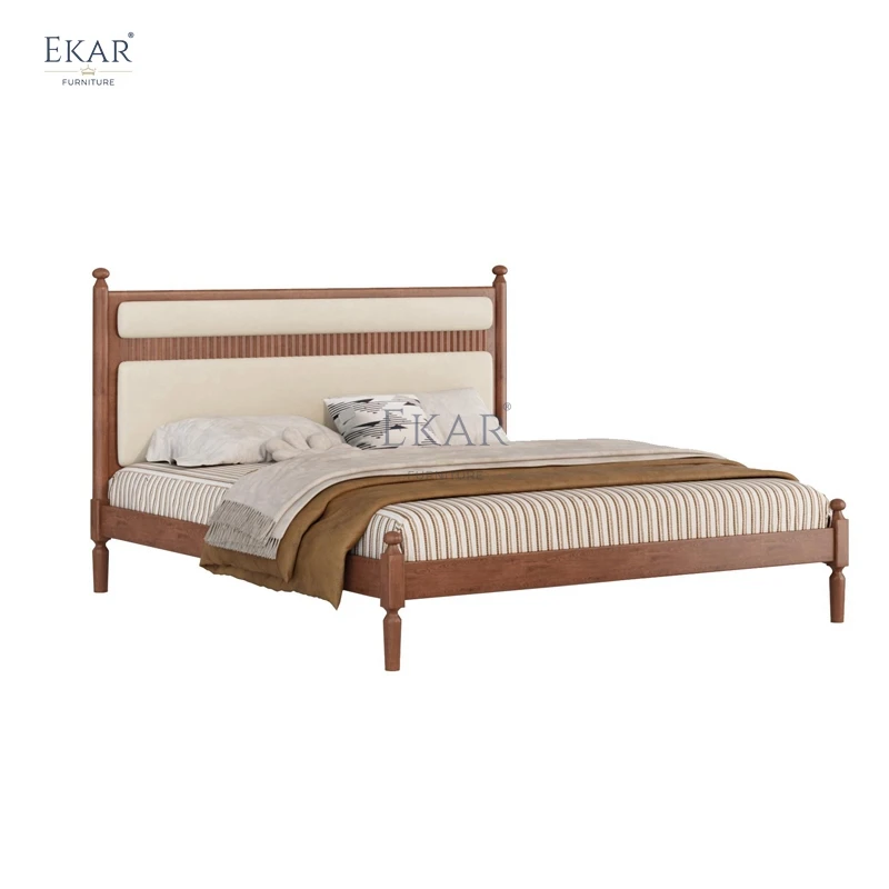 Cherry wood frame bedroom bed-bedroom furniture-soft bed