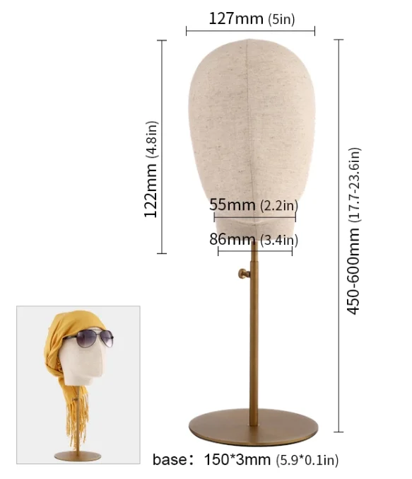 Tabletop Wig Display Linen Mannequin Head Hat Display
