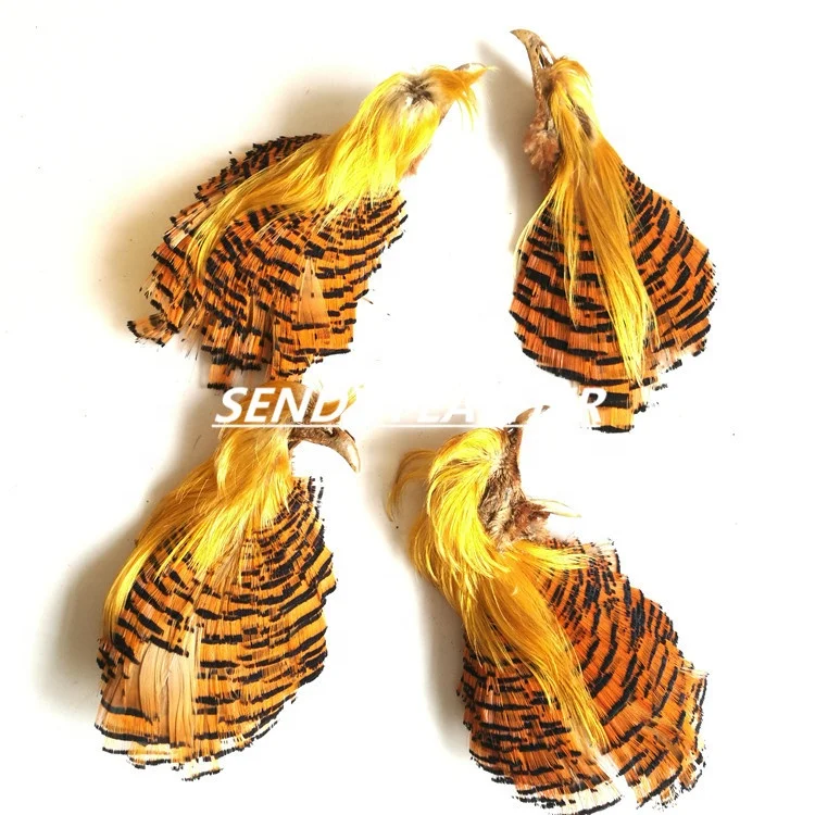 Natural Golden Cheap Pheasant Feather Heads Fishing Feather for Fishing Decor