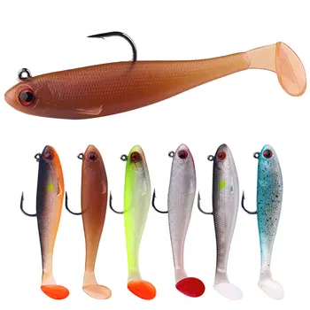 Artificial Soft Bait With Jig Head 6g 12g Jigging Soft Lure Rubber Pesca Fishing Bass Lures Swim Bait With T Tail – Soft Lure – view 3