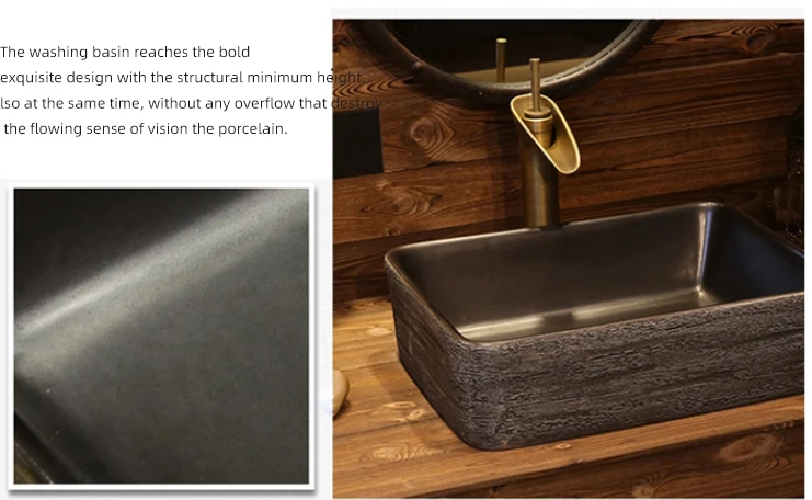 Classic Design Modern Lavabo Rectangular Vessel Sink Ceramic Matte Bathroom Sinks Lavatory Hand Wash Basin