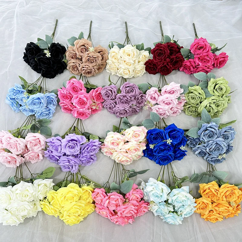 Artificial flowers home wedding decoration Mei Kai 7 head large horn rose