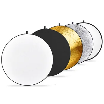 NEEWER 11.8 Inches Portable 5-in-1 Reflector Kit, Translucent, Silver, Gold, White, and Black Multi Disc Light Reflector