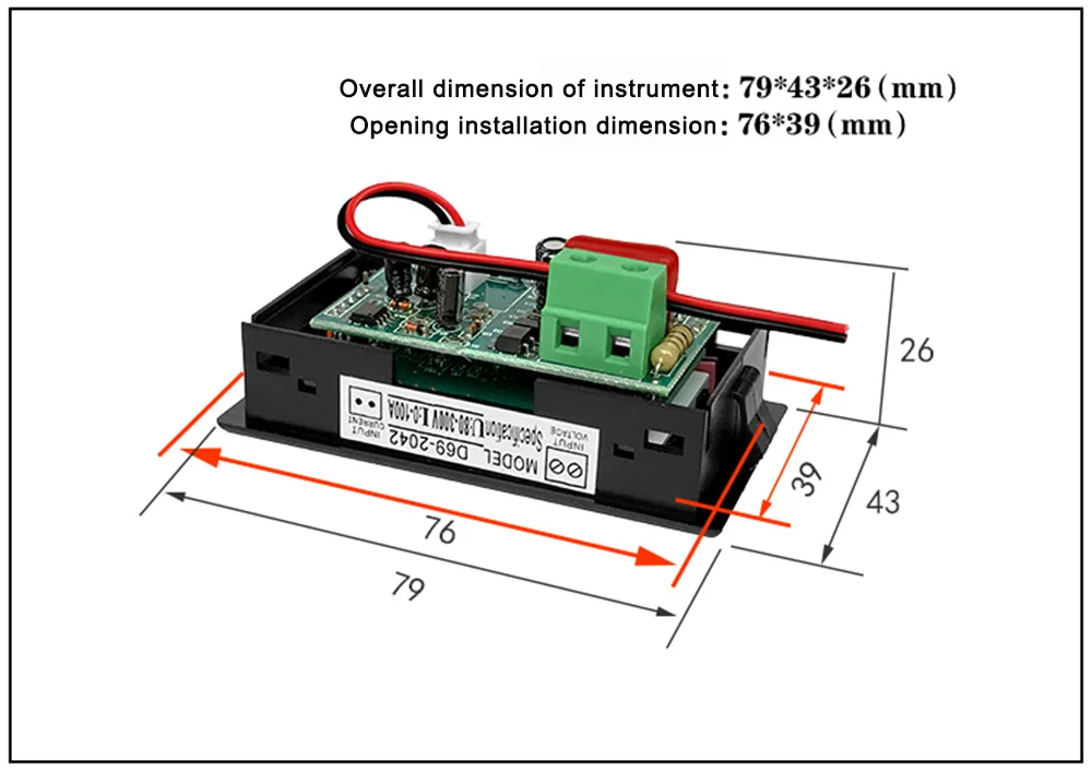 Voltímetro de CA, DL85-2042 de doble pantalla CA 80V-300V 0-100A AC  voltímetro amperímetro medidor de voltaje para cajas de distribución,  gabinetes de