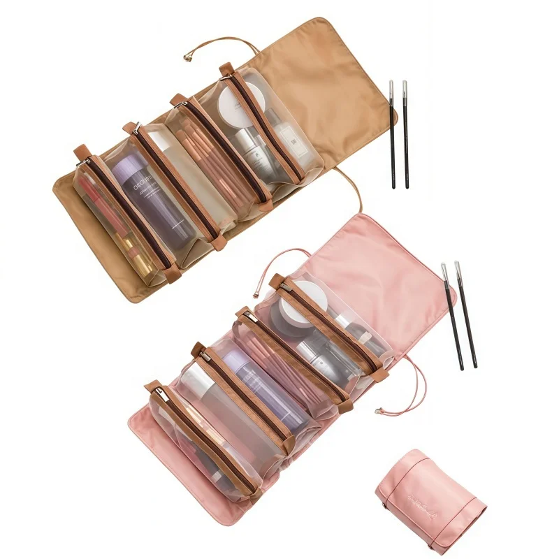 Mála Stórála Taistil Saincheaptha, Stílúil agus Uisce-ghanbháin le 4 mhála críche nílon le zímeáir a d’fhéadfá a scaradh do chosmaiticí agus do shreabhadh an bhaile