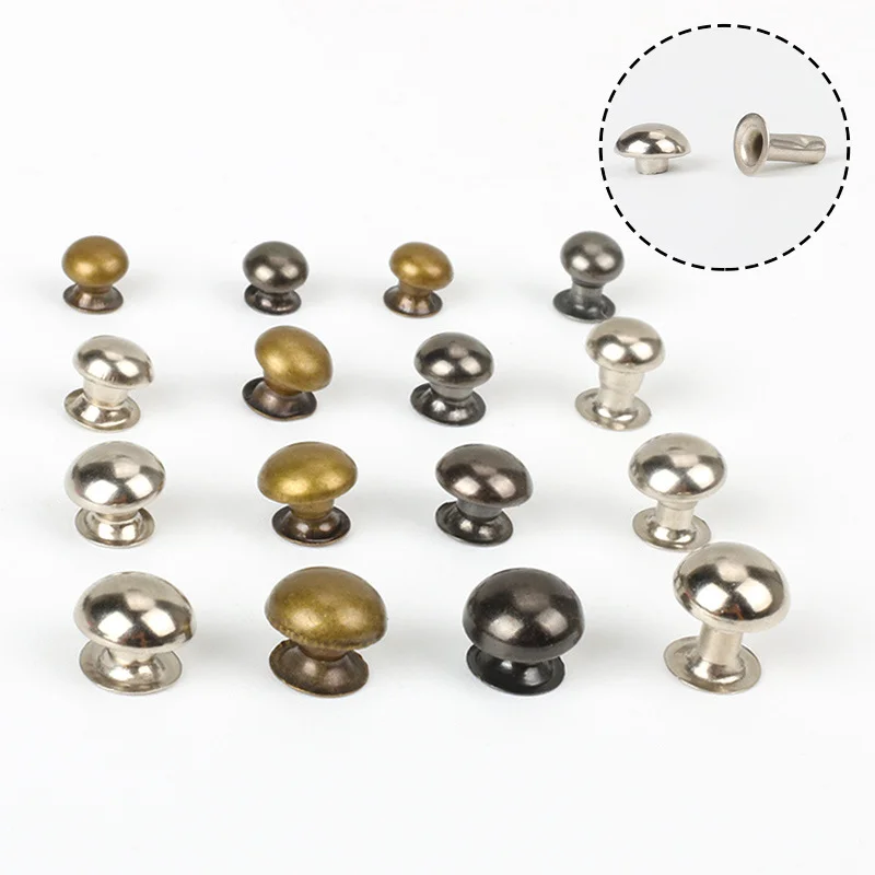 Оптовая продажа латунная металлическая Грибовидная головка декоративная заклепка двойная для одежды заклепки сумок кожа