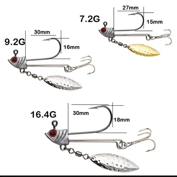 Wholesale 3D Eyes 7.2g 9.2g 16.4g High Carbon Material Fishing Lead Jig Head with Spoon Blade for Soft Worms Lure – Soft Lure – view 3