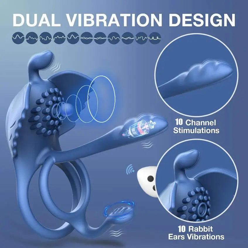 10 Speed Double Vibration Silicone Penis Cock Ring Vibrator for Men - USB  Rechargeable, Waterproof, 12 Month Warranty