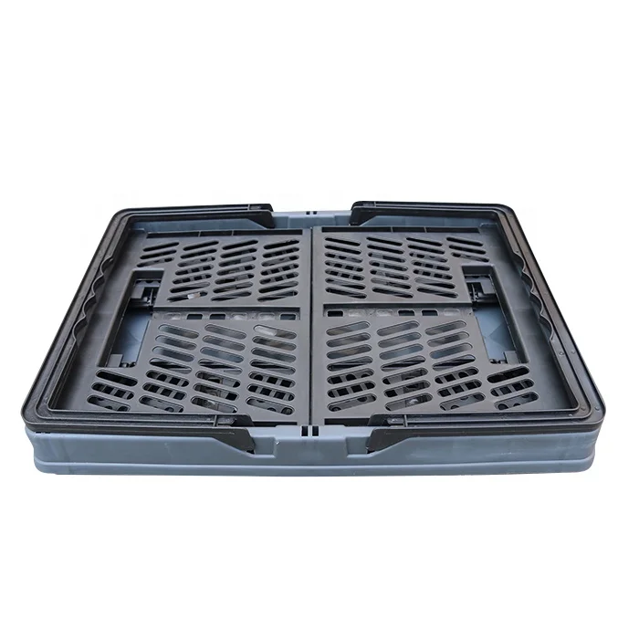 QS Custom Fold Mesh Vented Plastic Picnic Basket Wholesale Supplier Durable Plastic Storage Basket with Bale Arm Handle
