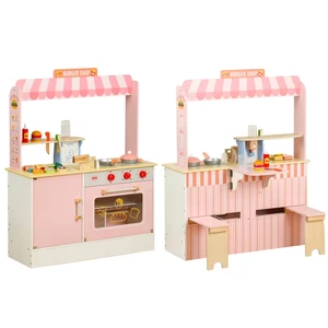 Early Educational Wooden Simulation Cooking Hamburger Shop Toy  Large Wooden Kitchen Toy Character Pretend Toy