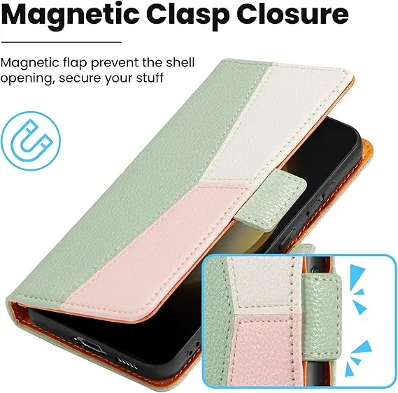 Laudtec Wallet Case for Samsung Galaxy S24 Ultra Leather Magnetic Card Holder Kickstand TPU Shockproof Durable Protective Case supplier