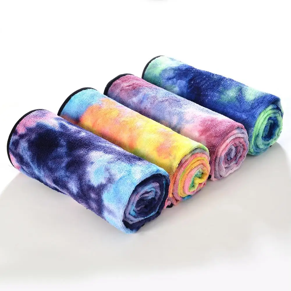 Hot selling tie dye microfiber yoga towel with pvc anti-slip dots