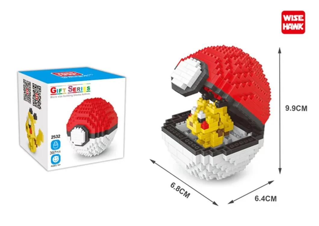 20 Box Size 8.5cm Pokemoned Series Ball Bricks Nano Educational ABS Plastic Cartoon Toy Construction Block Set Building Action - Image 2