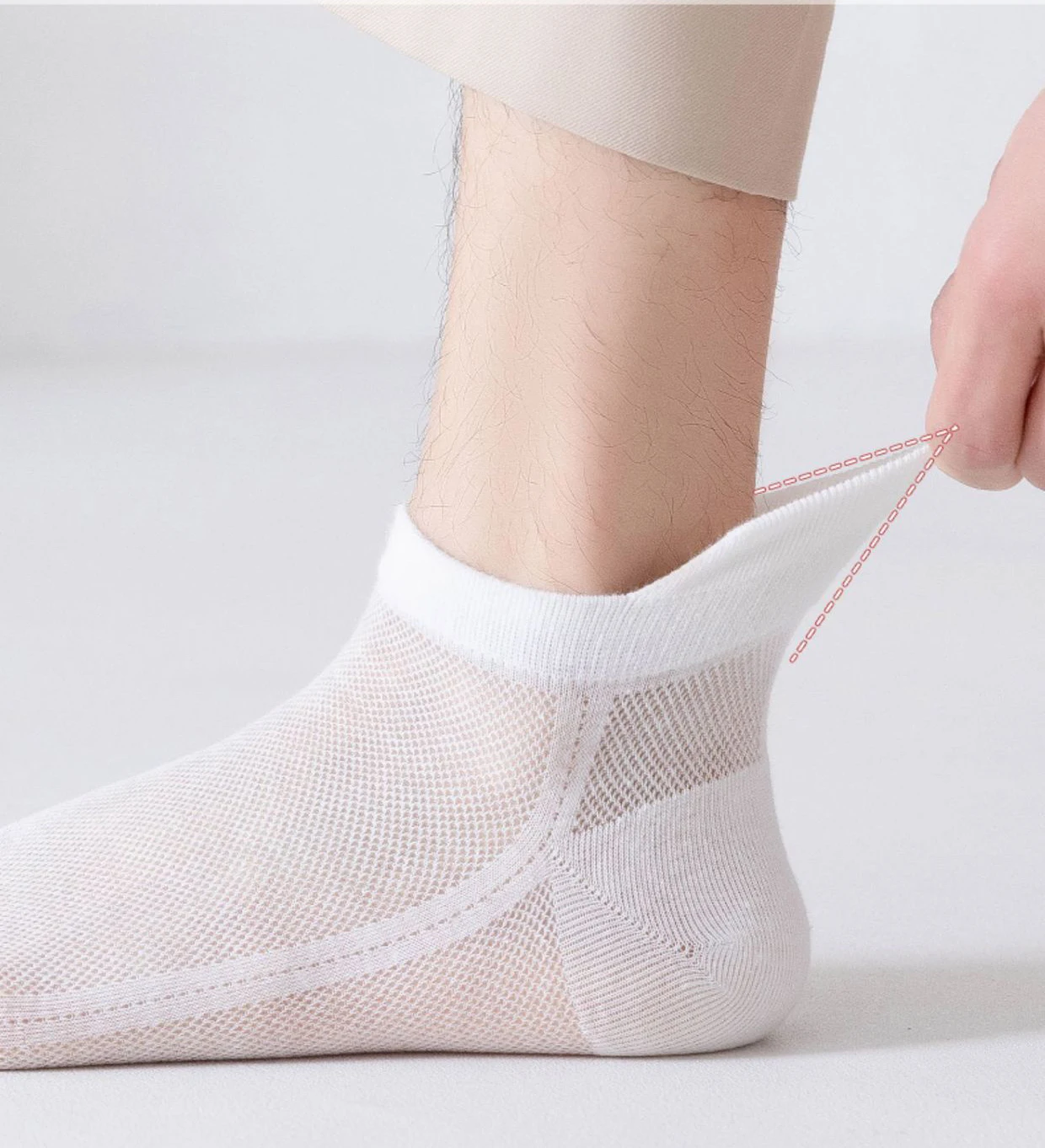 Men's White Sports Socks - Breathable Mesh Design