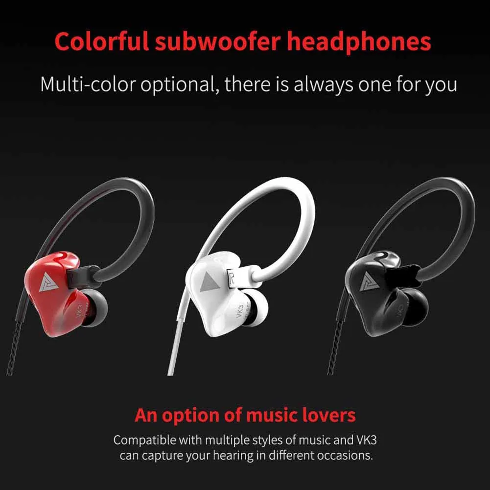 3.5mm Qkz Vk3 Dual Drive Stereo Game Wired Earphones In-ear Mp3 Mp4 Pc Hifi  Music Headphone Men Sport Headset With Mic - Buy Stereo Game Wired  Earphones,Hifi Music Headphone,Sport Headset With Mic