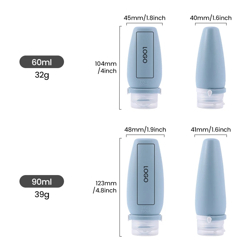 Portable Reusable Leak Proof Soft Silicone Refillable Toiletry Travel Bottles Cosmetic Containers Travel Kits Set for Toiletries