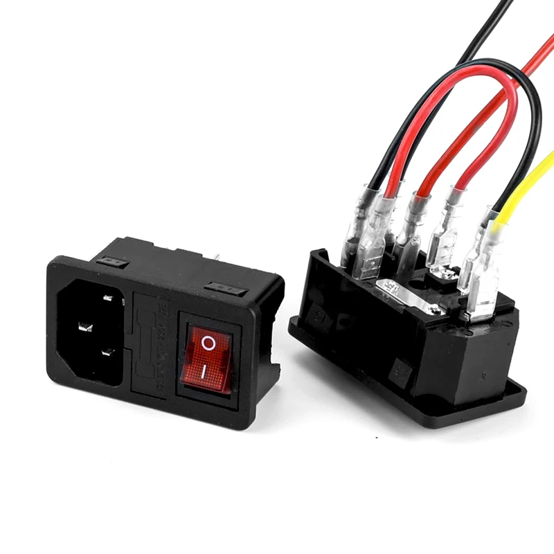 3 Pin IEC320 C14 Inlet Module Plug Fuse Switch Male AC Power Socket 10A ...