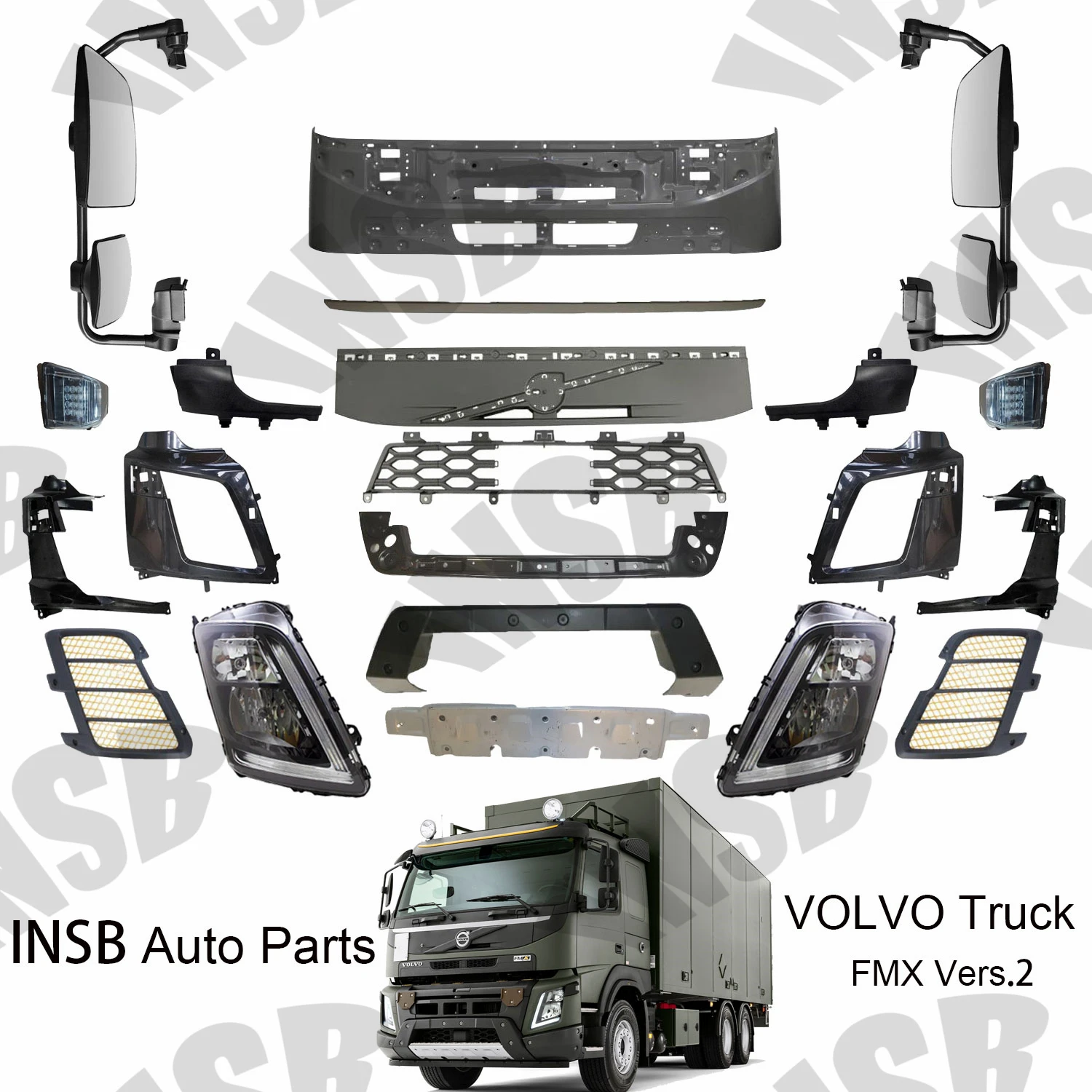 Tablier Arrière Long Camion Volvo Truck 240x35 Cm - Caoutchouc Noir Rigide Garde-Boue