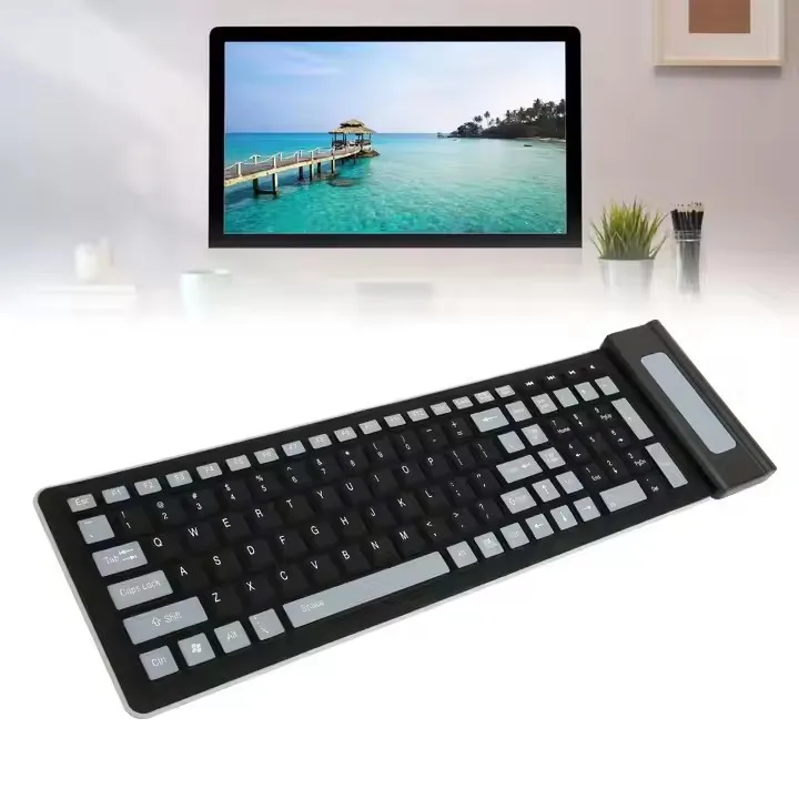 Wireless Portable Notebook and Travel Flexible Foldable and Rollup Keyboard Waterproof Dustproof Silicone Keyboard