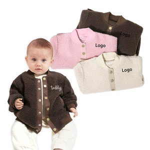 New Arrival Wholesale Winter Kids Girls Tops Solid Color Button Jackets Boys Girls Outerwear Baby Jacket Coat