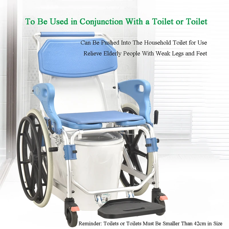 Manual Moving Disabled Portable Transfer Bathroom Shower Chair Commode ...