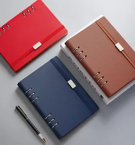 2023 Luxury PU Leather Binder Notebook Business A5 A6 Note Book With Elastic Band