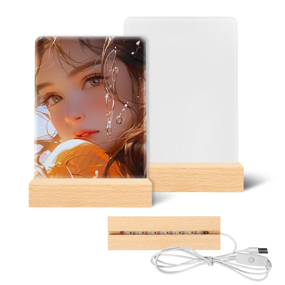 Set Van 2 Houten Fotolijsten, Portretlijsten Met Een Walnotenhouten Basis En Transparante Acryl Frame Covers Voor Op Het Bureau Thuis Kantoor