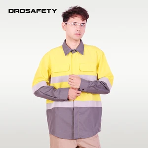 Construction Wholesale 100% Cotton Patchwork Color Fire Resistant Work Clothes HRC 2 Safety Shirt