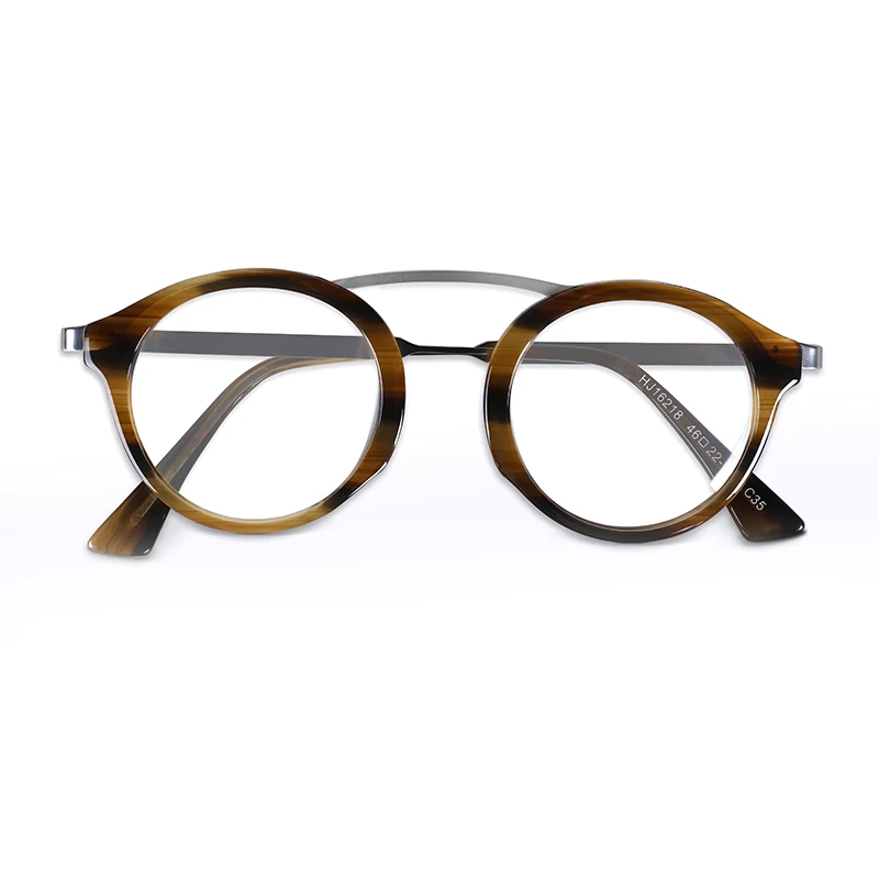 Vintage Double Bridge Acetate Combine Metal Glasses Eyewear Eyeglass Frames