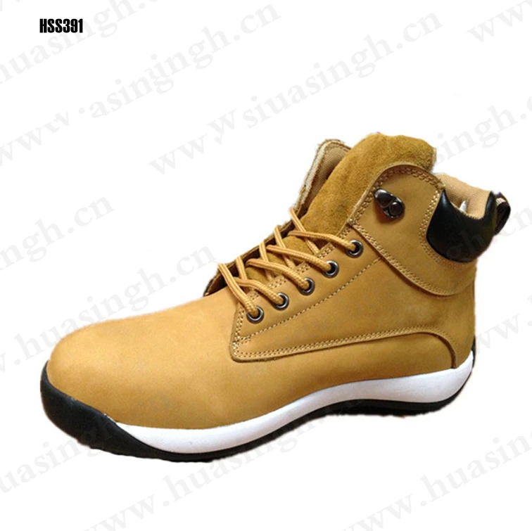 LXG,Europe Market Popular Anti-slip Sport Safety Boots with Fiberglass Toe Puncture Resistant Honey Color Hiking Boots HSS391