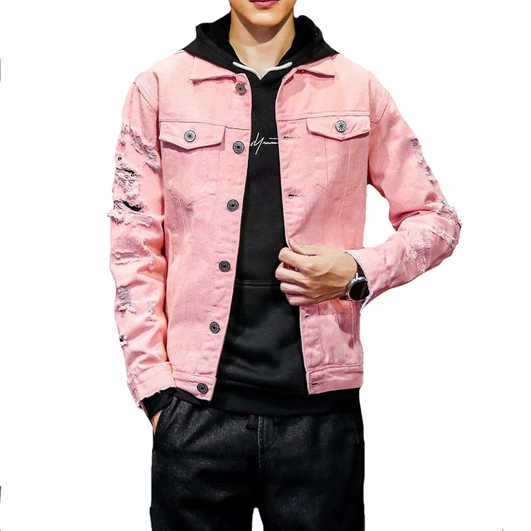 Pink Men's Denim Jackets - Clothing