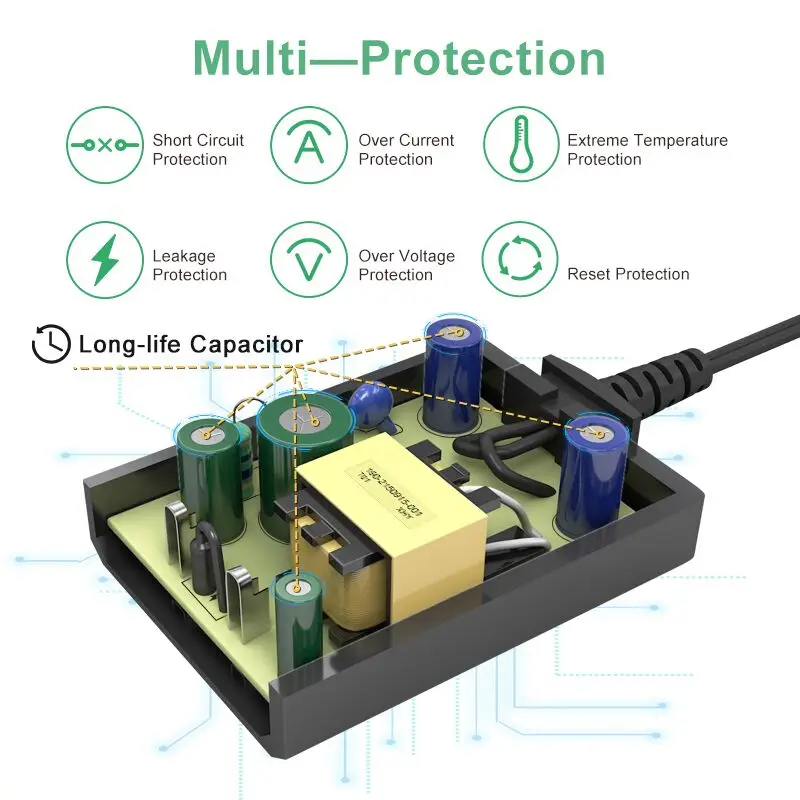 Interchangeable plug 12V 1A Power Supply Adapter