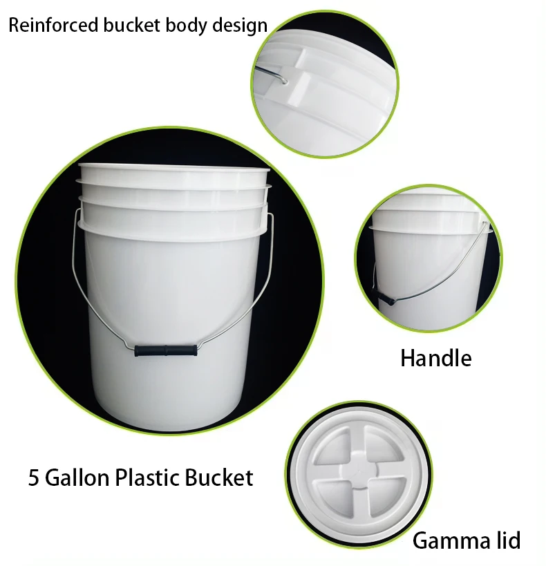 Factory Custom 5 Gallon Bucket  20L Plastic Bucket Pail With Lid Printing Logo Food Grade Bucket