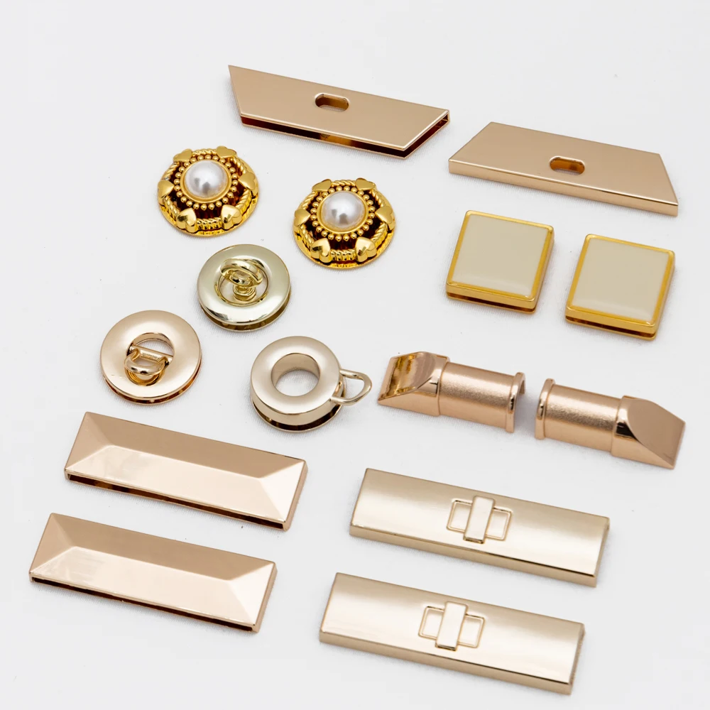 Custom Logo Metal Bag Clasp Press Lock Accessories High Quality Alloy Handbag Push Lock Metal Turn Twist Lock for Women Bag