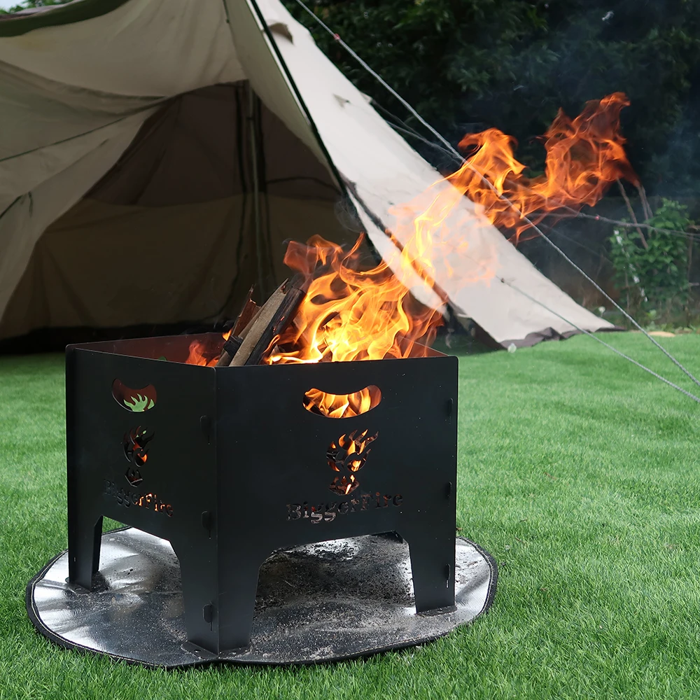 Outdoor Heater Hexagon Firepits Wood Burning Camping Fire Pit Carbon