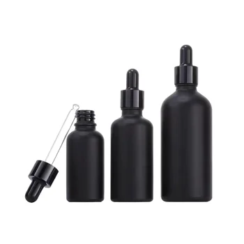 Hight Quality Hot Selling 5ml 10ml 30ml 50ml 100ml Matte Black Glass Dropper Bottle For Skin Care Cosmetic Packaging