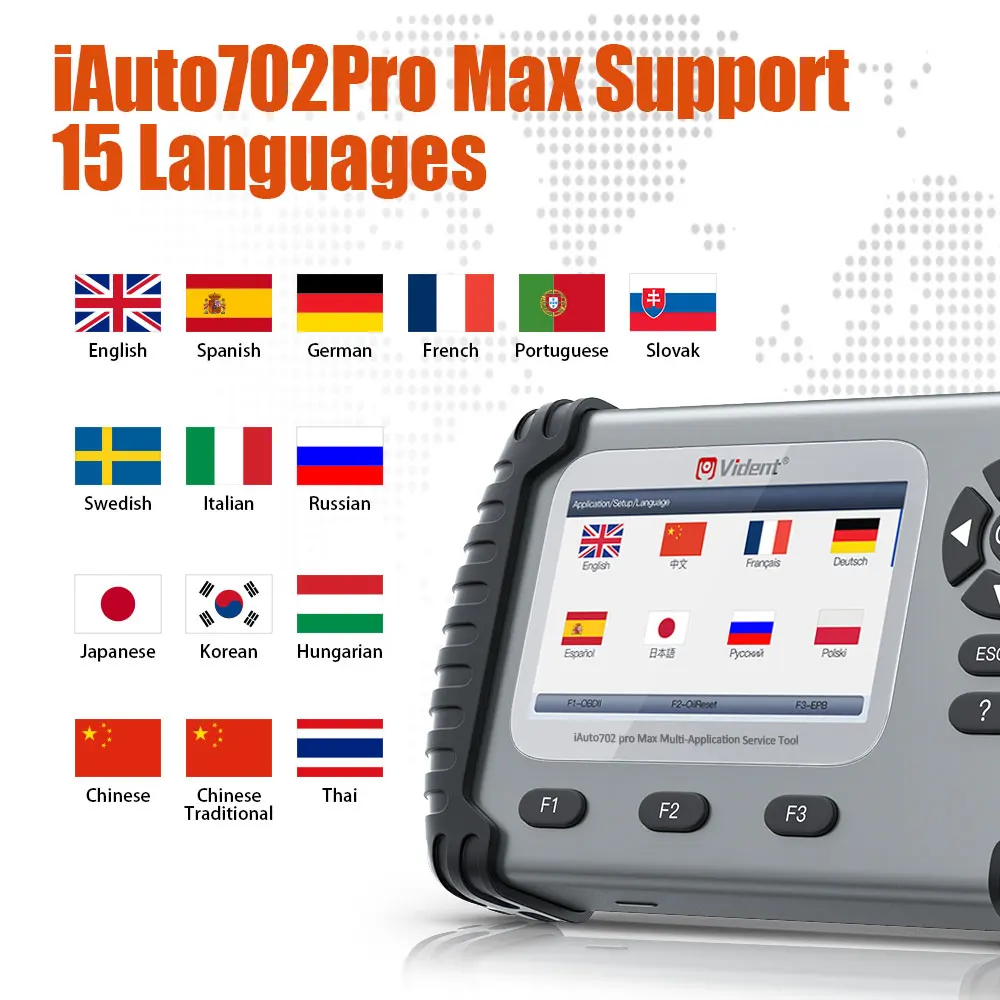 Vident IAuto702 Pro MAX OBD2 Scanner Automotive Diagnostic Tool All System Active Test Code Reader Key Coding Tool 1 Year Cars