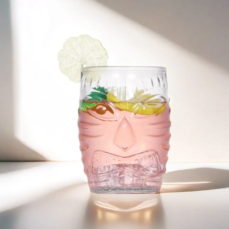 Unique Design Sense 480ml High Quality Ghost Face clear Empty Drink Glass Bottle