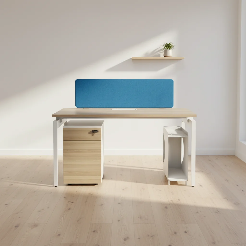 Office Wood Workstation Aluminum Frame Integrated Cable Management Modern Standing Desk Design Professional Desk 5