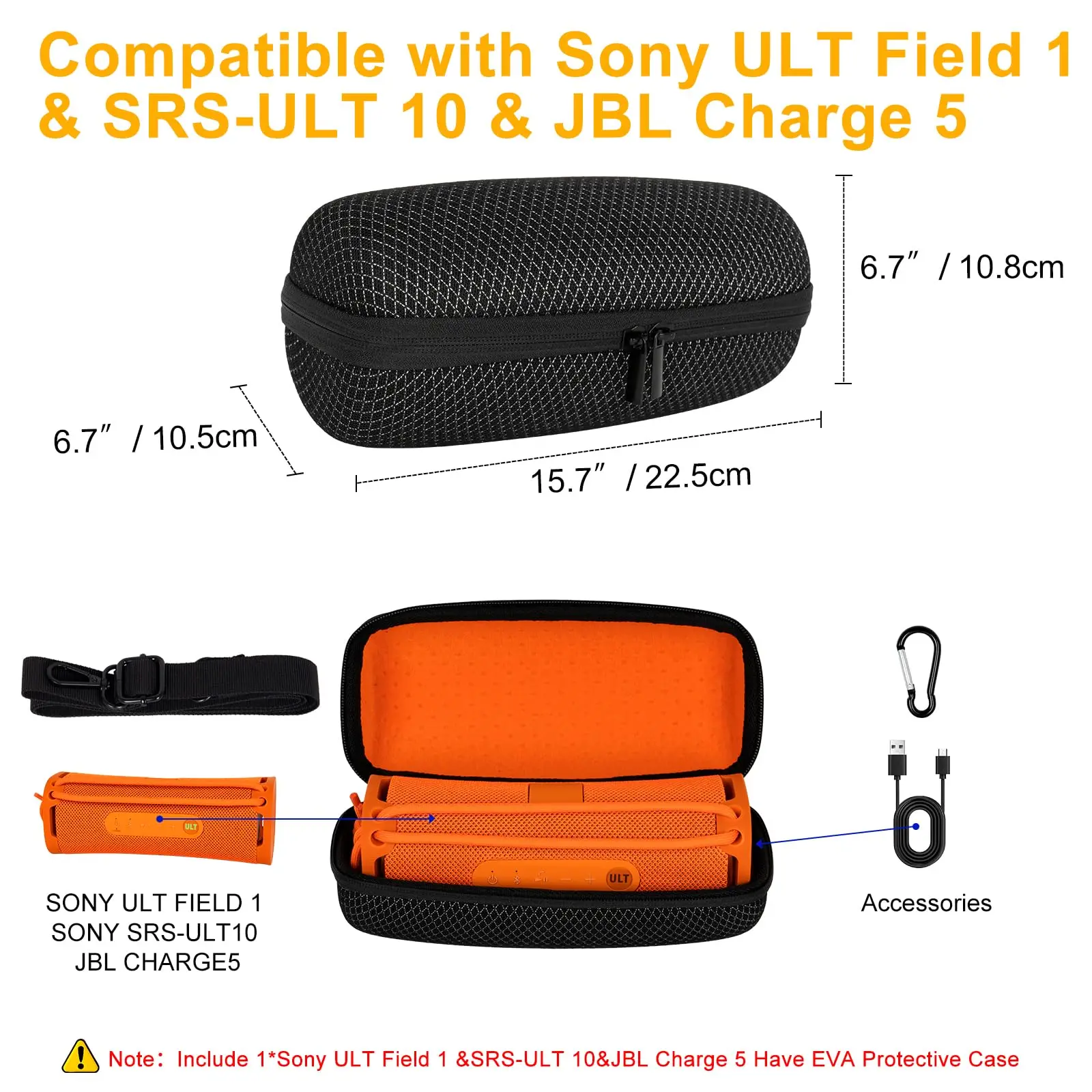 Eva Hard Carrying Case Design for Sony ULT Field 1 Wireless Portable Speaker Travel Protective Speaker Storage Bag