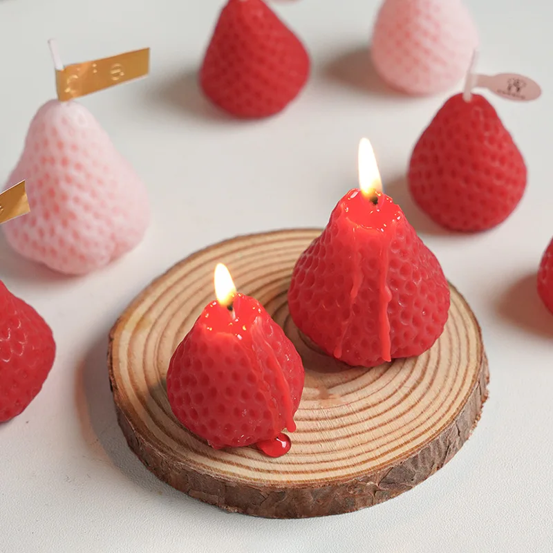 Strawberry Scented Candles Holiday Gifts Christmas Souvenirs Home Decor Scented Candles Strawberry Wax Tabletop Ornaments