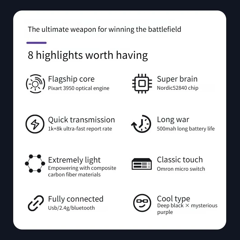 Ultra Lightweight IPI Qi Pro Wireless Gaming Mouse - 42000 DPI