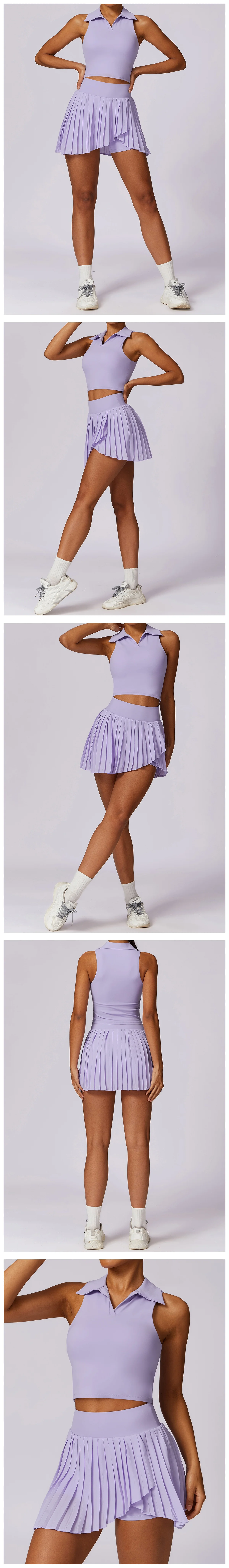 New Arrival Tennis Wear Pleated Short Dress Slim Fit Outdoor Sports Pickleball Golf T-shirts and Athletic Tennis Skort Skirts supplier