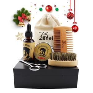 100% Natural Essential Soft Private Label Beard Care Kit Scented Balm Wax and Oil for Men's Facial Hair