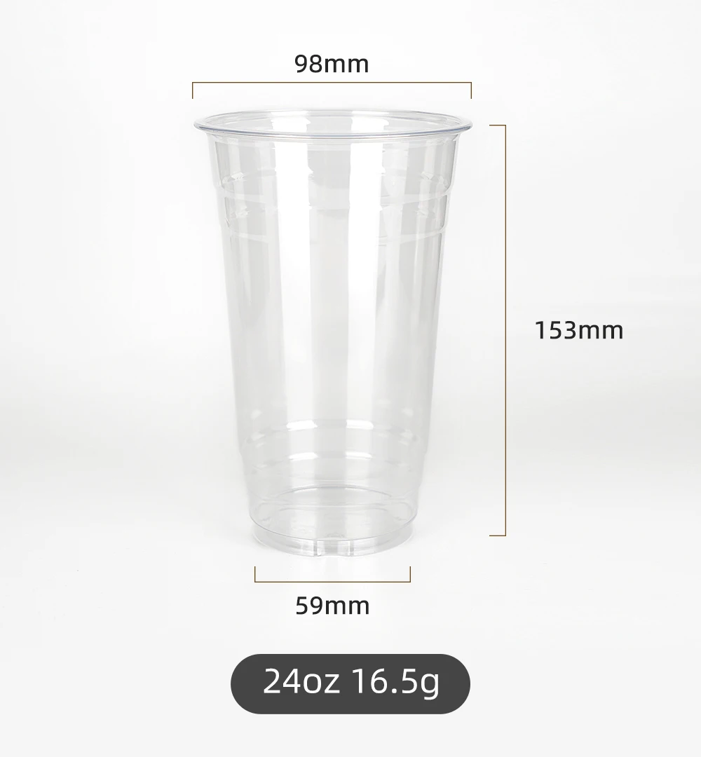 Custom logo 9 10 12 14 16 18 20 22 24 oz Bear clear Cups Disposable PET Cold Drink Cups Ice Coffee Plastic Cups with Lids