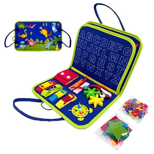 Basic Skills Busy Board for Toddlers Busy Bag Felt Sensory Activity Board Learning Book for Preschool Kids Educational Learning