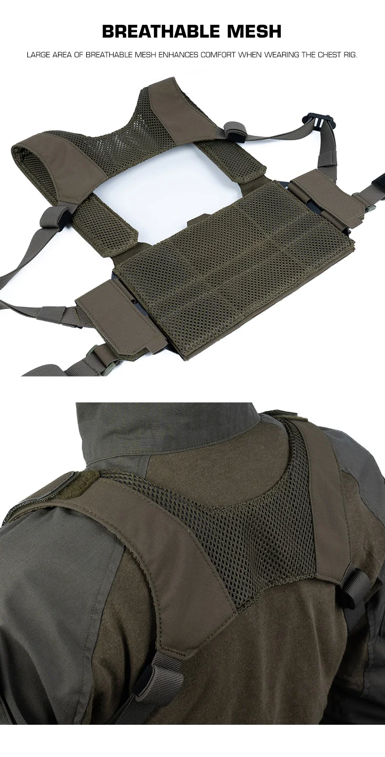 Taktische K-Modular-Brusttasche mit Schultergurten, atmungsaktives Mesh-Gewebe, passend für K-Z Airsoft Placard Admin Pouch – Detail 6