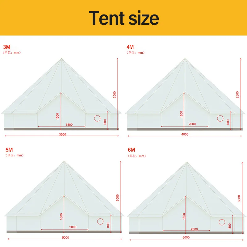 Outdoor Waterproof Bell Tent Carpet 5m Camping Cotton Canvas Bell Tents Glamping Luxury Buy