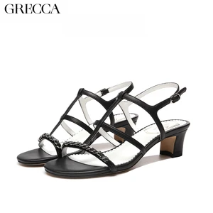 2026 New Summer Black High-Heeled Women's Sandals Lace-Up Closure Peep Chunky Heels Factory Wholesale Fashion Shoes for Parties